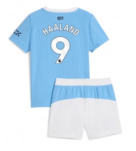 Manchester City Erling Haaland #9 Jalkapallovaatteet Lasten Kotipeliasu 2025-26 Lyhythihainen (+ Lyhyet housut)
